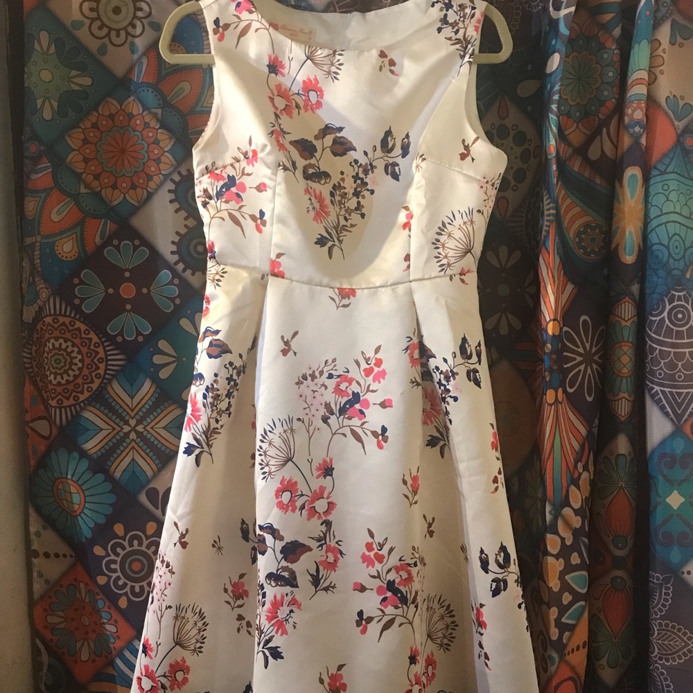 Retro Style Fit & Flare Satin Dress